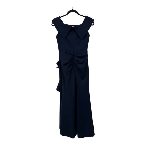 Xscape 4793XW Ruffle Patti Off the Shoulder Scuba Knit Gown dress blue size 6P - Picture 5 of 8